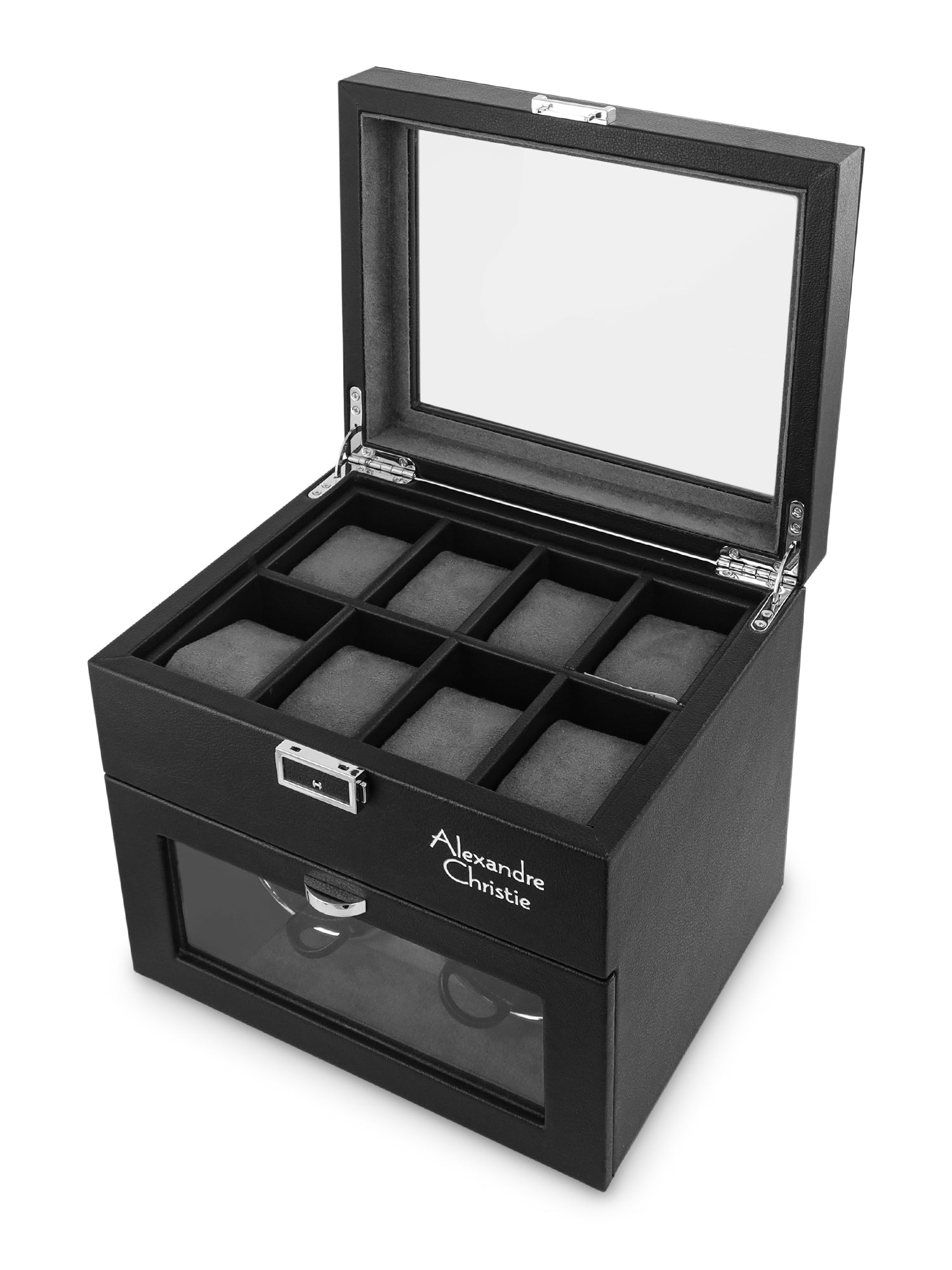ACWW2X8BK01 Automatic Watch Winder 2 Rotating Slots with 8 Slot Organiser