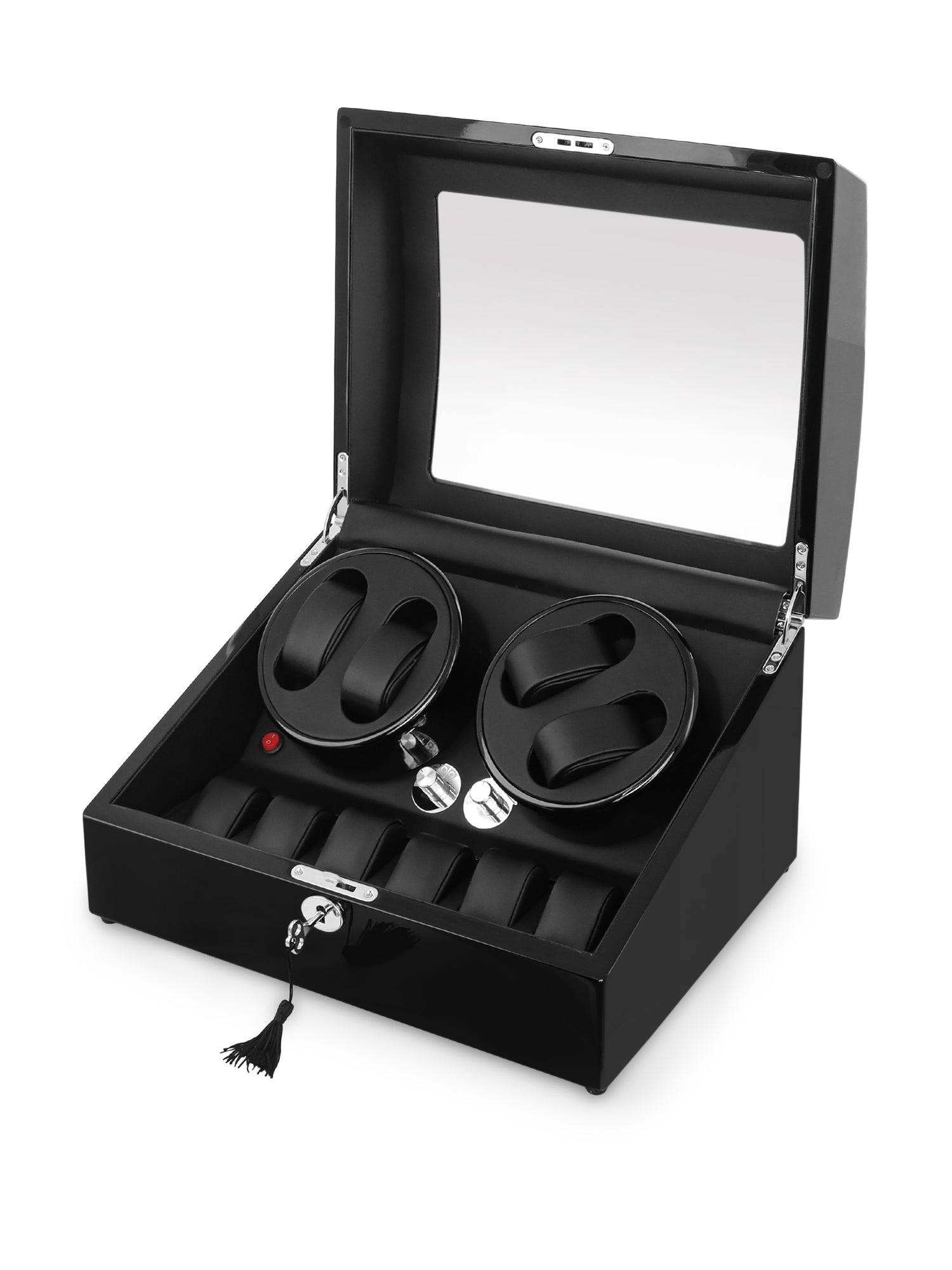 ACWW4X6BK01 Automatic Watch Winder 4 Rotating Slots with 6 Slot Organiser