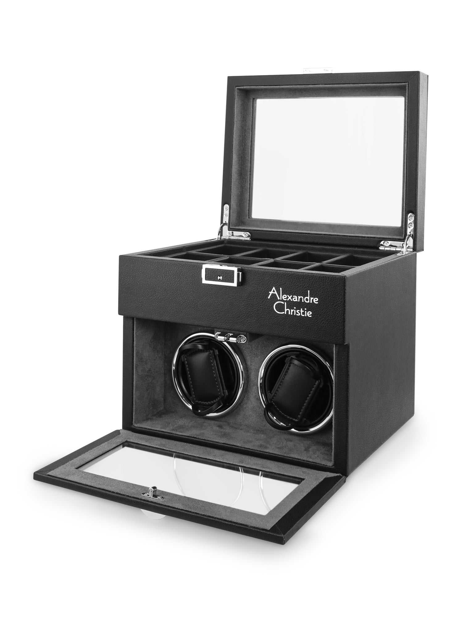ACWW2X8BK01 Automatic Watch Winder 2 Rotating Slots with 8 Slot Organiser