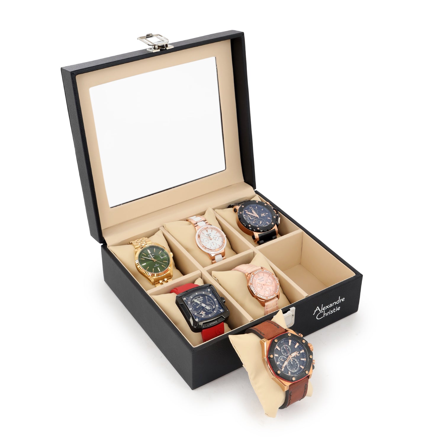 ACWORG01BK6 Unisex 6 Slot Watch Organiser Box