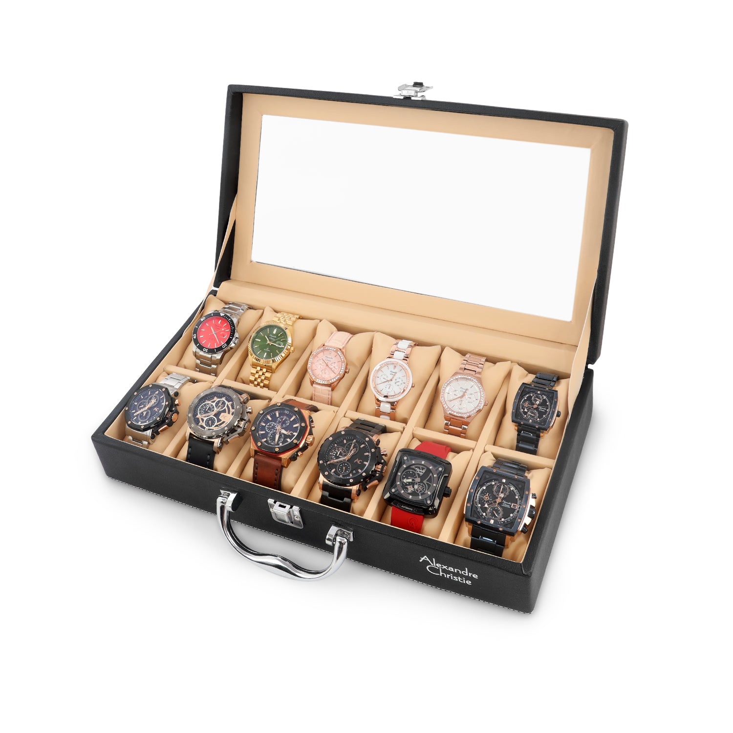 ACWORG01BK12 Unisex 12 Slot Watch Organiser Box