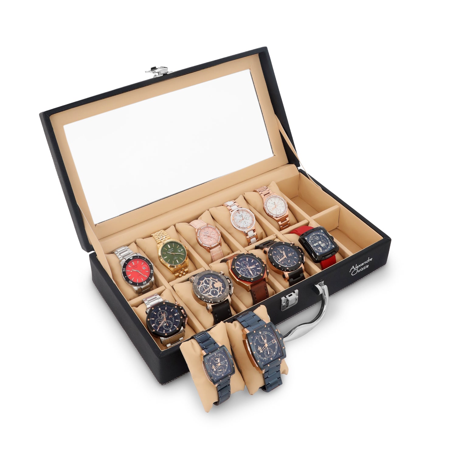 ACWORG01BK12 Unisex 12 Slot Watch Organiser Box