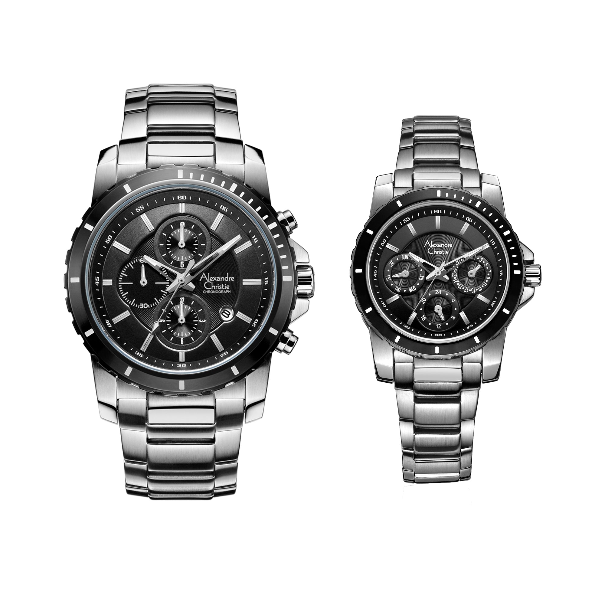 6141MCBFBTBBA Couple's Chronograph Quartz Watch 44 + 36mm