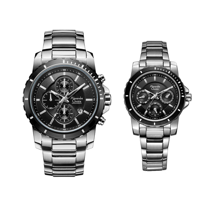 6141MCBFBTBBA Couple's Chronograph Quartz Watch 44 + 36mm
