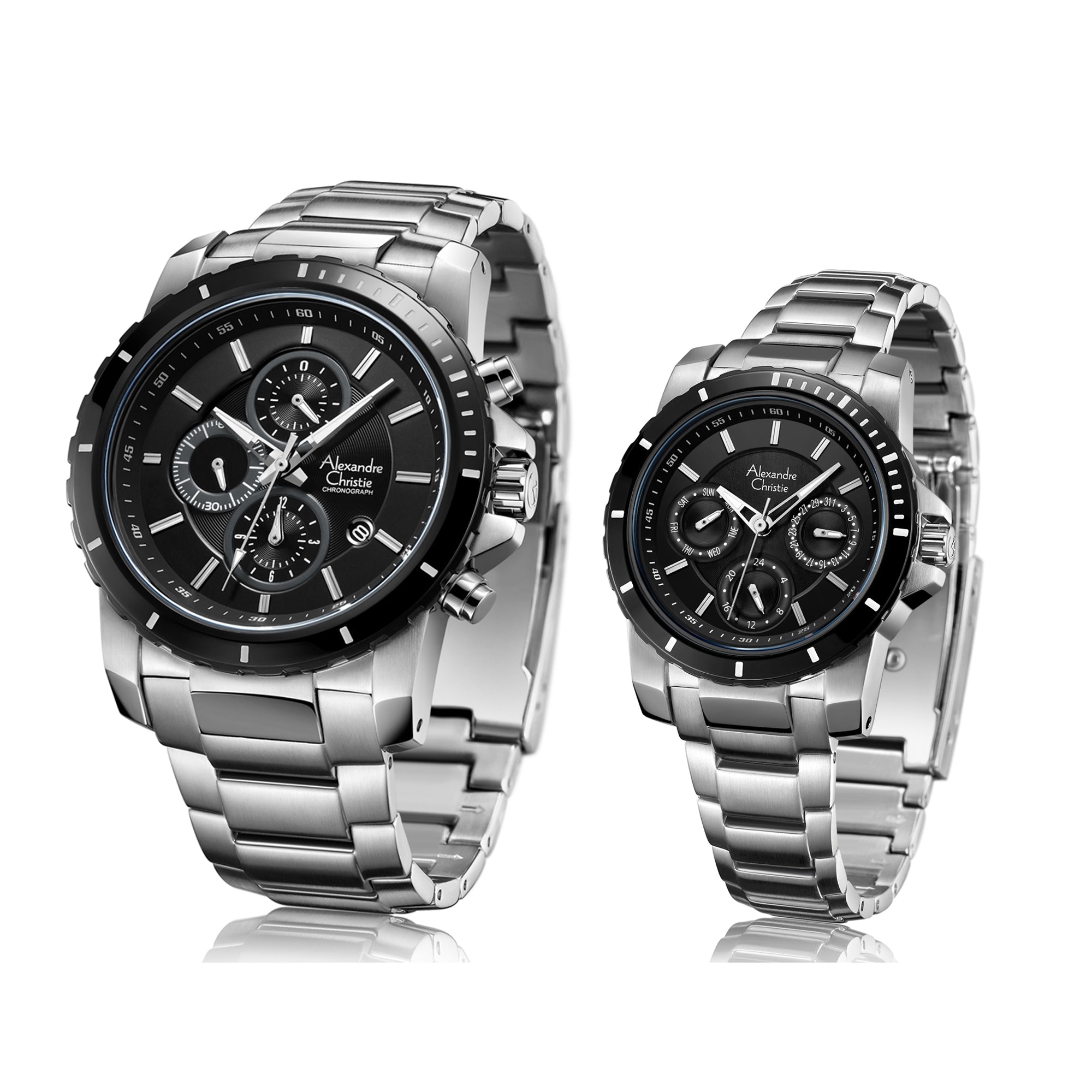 6141MCBFBTBBA Couple's Chronograph Quartz Watch 44 + 36mm