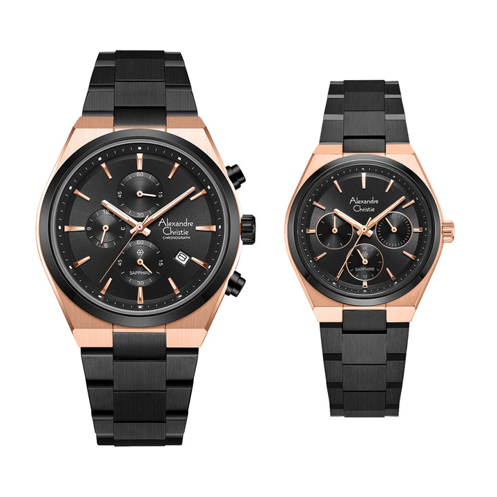 8697MCBFBRBA Couple's Chronograph Quartz Watch 32+39mm