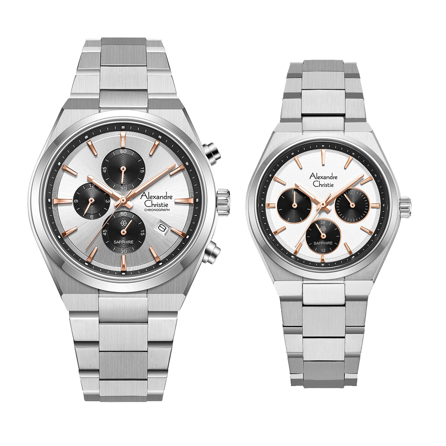 8697MCBFSSSLRG Couple's Chronograph Quartz Watch 32+39mm