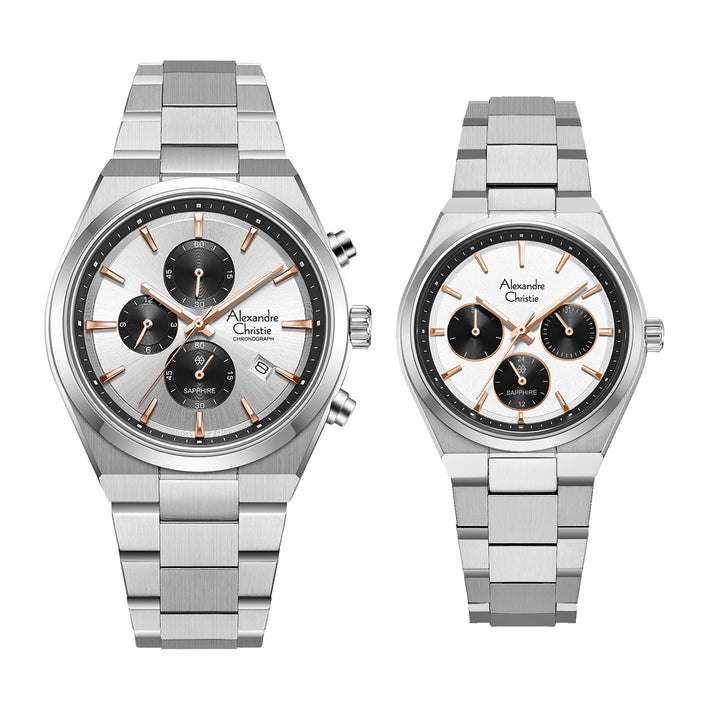 8697MCBFSSSLRG Couple's Chronograph Quartz Watch 32+39mm