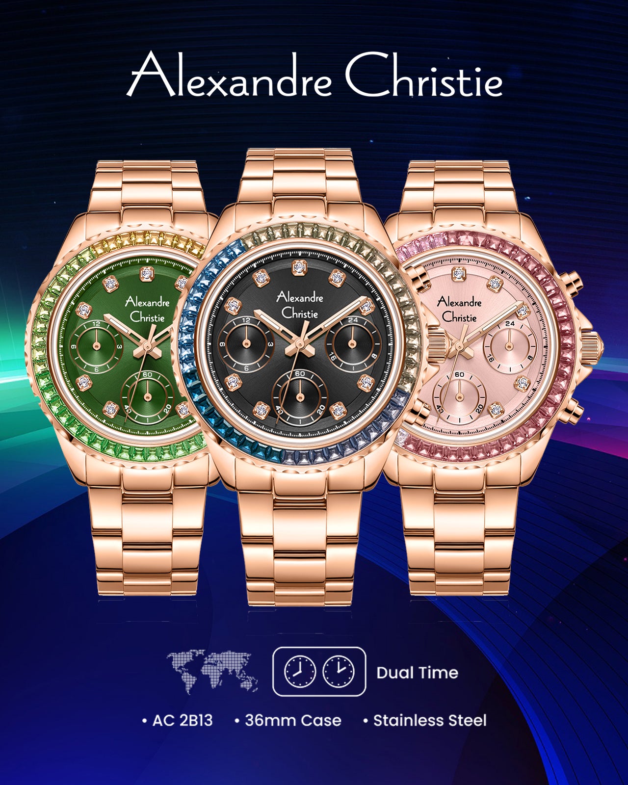 2B13BFBRGGN Women's Multi-function Quartz Watch 36mm